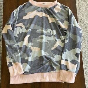 Camouflage Sweatshirt with Pink Accents